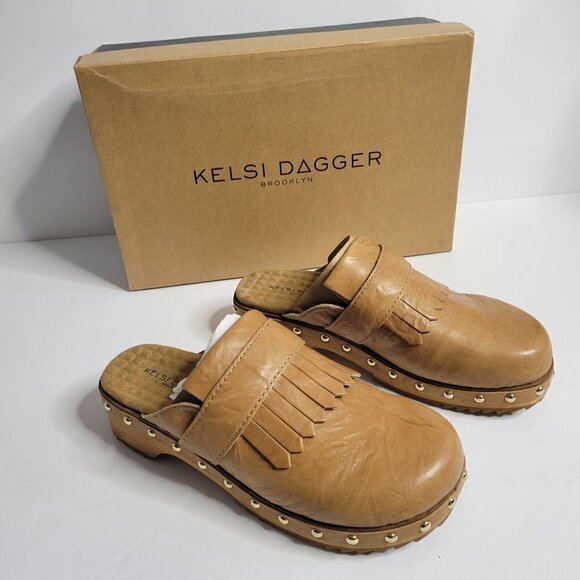 KELSI DAGGER Leather Hobby Studded Clogs Women Size 5.5 - Picture 3 of 14